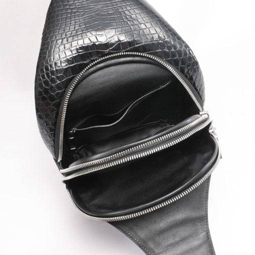 Mens Genuine Crocodile Chest Bag Crossbody Bags - Image 6