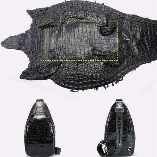 Mens Genuine Crocodile Chest Bag Crossbody Bags - Image 8