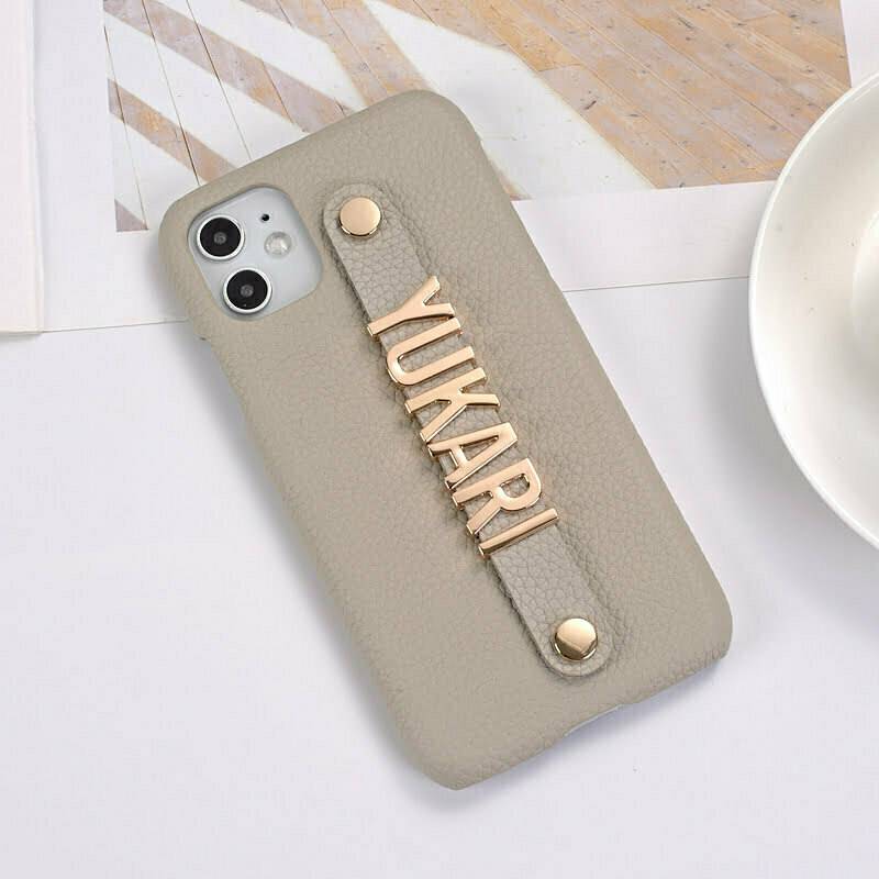 Gold Finger Strap Case for iPhone 14 Pro Max in Genuine Calfskin