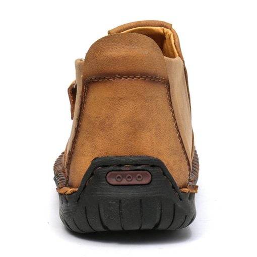 Mens Ankle Boots Leather Casual Loafers Shoes Side Zipper Boots Hand Stitching Outdoor Working Shoes - Image 9