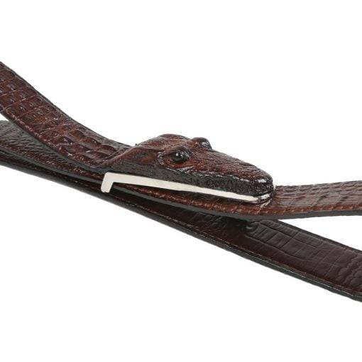 Alligator Belt Cowhide Crocodile Print Men's Belt - Image 7