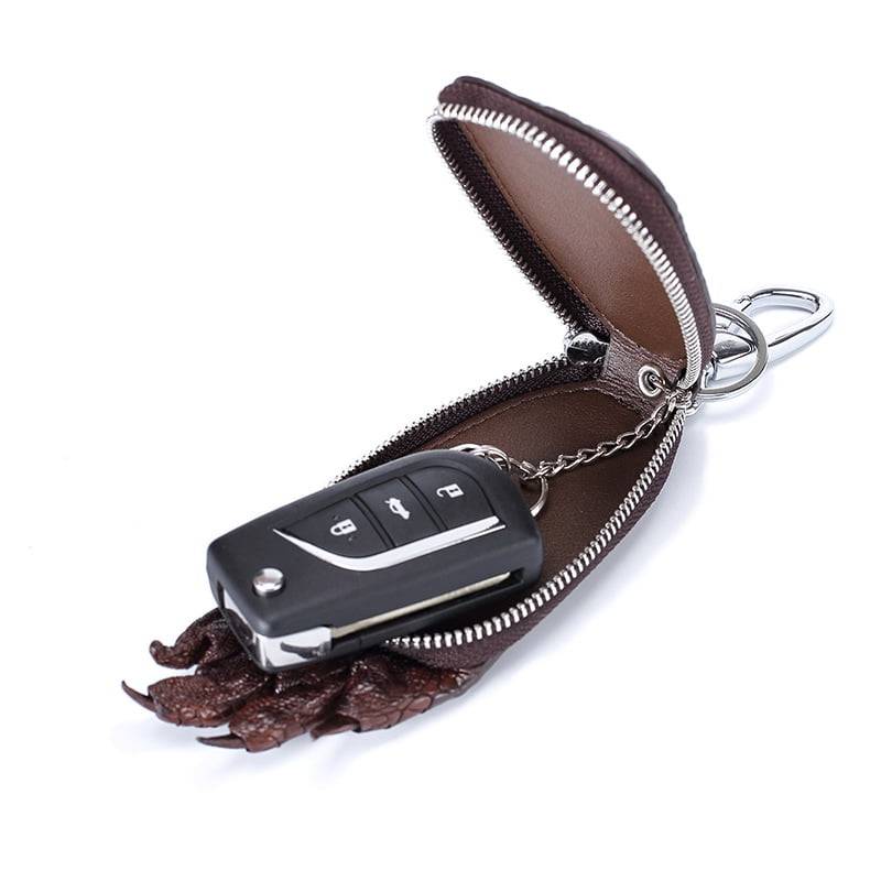 Genuine Crocodile Car Key Holder Wallet- Zipper Keychain Bag Black