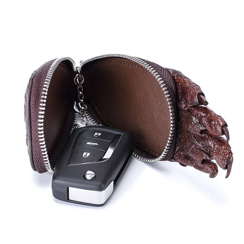 Crocodile Claw Leather Car Key Pouch Bag Case Wallet Holder Chain