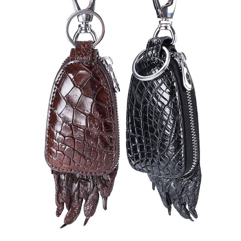 Crocodile Claw Leather Car Key Pouch Bag Case Wallet Holder Chain