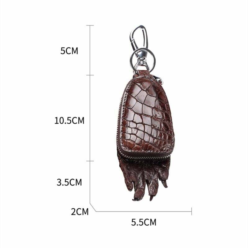 Genuine Crocodile Car Key Holder Wallet- Zipper Keychain Bag Black