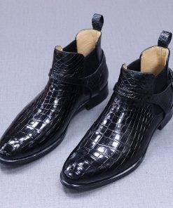 Men's Crocodile Belly Skin Leather Martin Boots