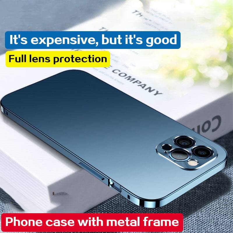 Case For iPhone 12 Pro 14 15 13 Pro Max Aluminum Bumper Metal & Wood  Phone Cover