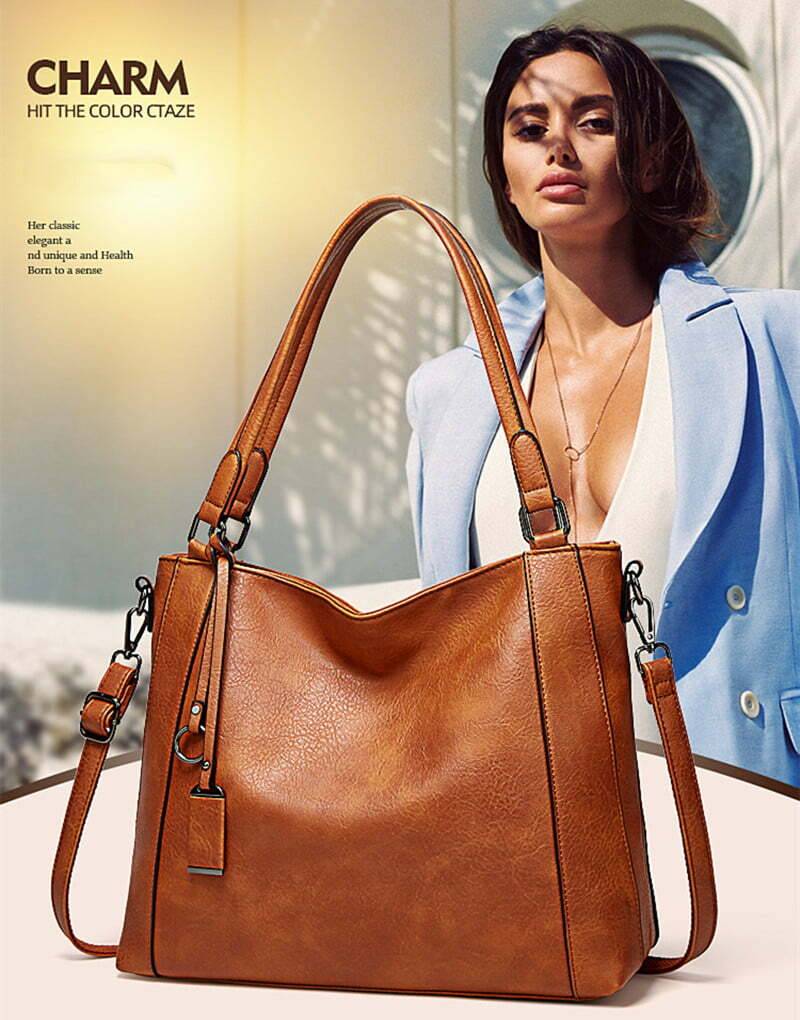 H+B Classic Leather Tote Bag