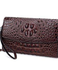 Men's Genuine Leather Crocodile Pattern Clutch Bag Handbag Wallet