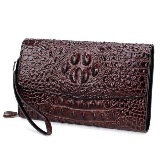 Men's Genuine Leather Crocodile Pattern Clutch Bag Handbag Wallet