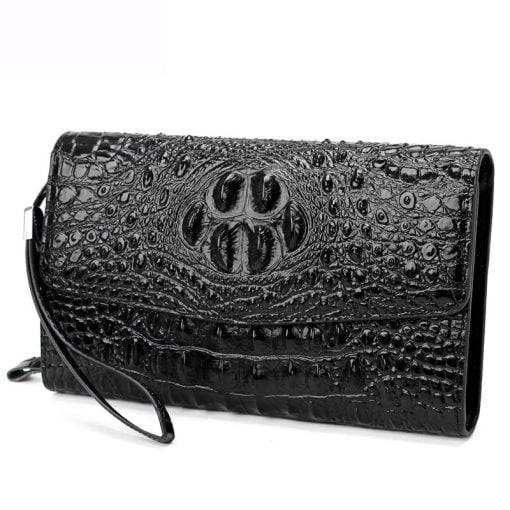 Men's Genuine Leather Crocodile Pattern Clutch Bag Handbag Wallet - Image 2