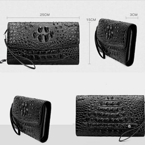 Men's Genuine Leather Crocodile Pattern Clutch Bag Handbag Wallet - Image 9
