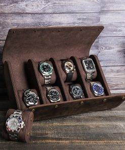 Watch Box 8 Slot Watch Organizer Leather Watch Storage Holder Display Case