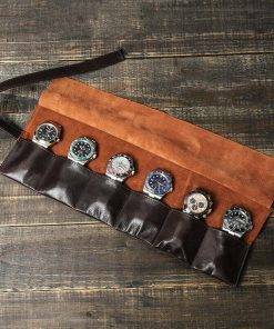 Leather Watch Box Display Case 6 Slot Organizer Storage Brown