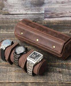 Genuine Leather Watch Case for Men Watch Roll Travel Holder Storage Organizer Display