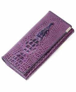 Fashion Genuine Leather Crocodile Pattern Women Clutch Wallet Credit Card Holder