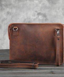 Men's Business Shoulder Messenger Bag Crazy Horse Cowhide Briefcase