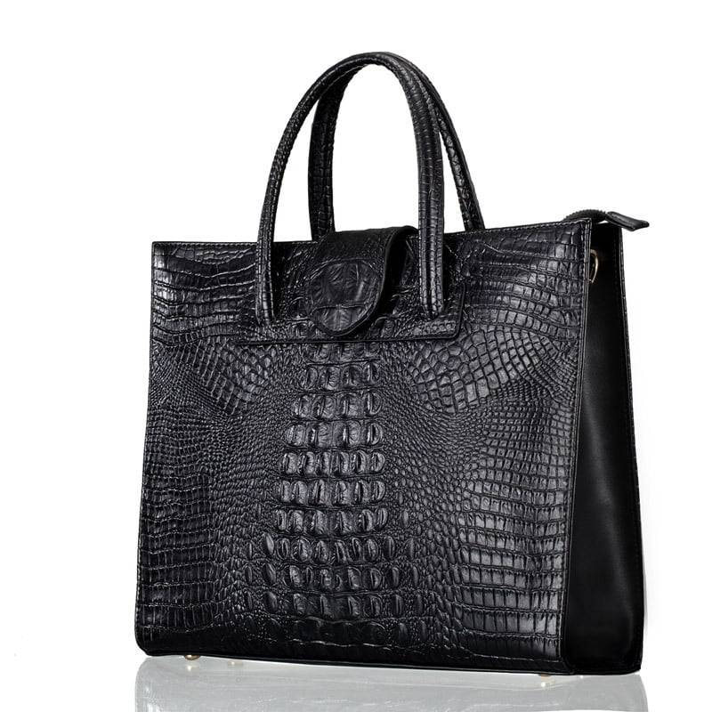 Ombre Crocodile Pattern Handbag Women's Leather Shoulder Bag Vintage Top  Handle Purse 