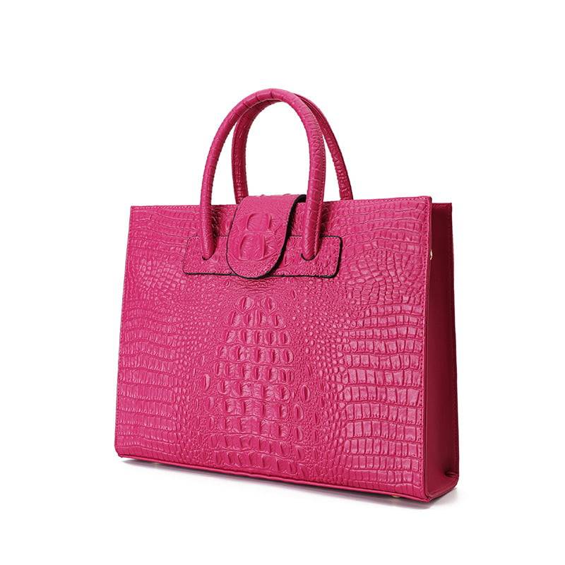 Fashion Ostrich Croc Tote With Bag (Colors: Black, Brown, Pink