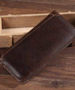 Men's RFID Vintage Genuine Leather Long Bifold Wallet Purse
