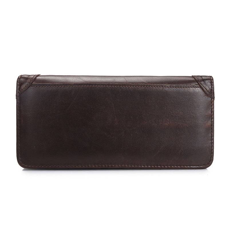 Genuine Leather Wallet Bifold Vintage Long Wallet Purse Clutch For Men