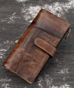Men's Crazy Horse Leather Billfold RFID Long Wallet