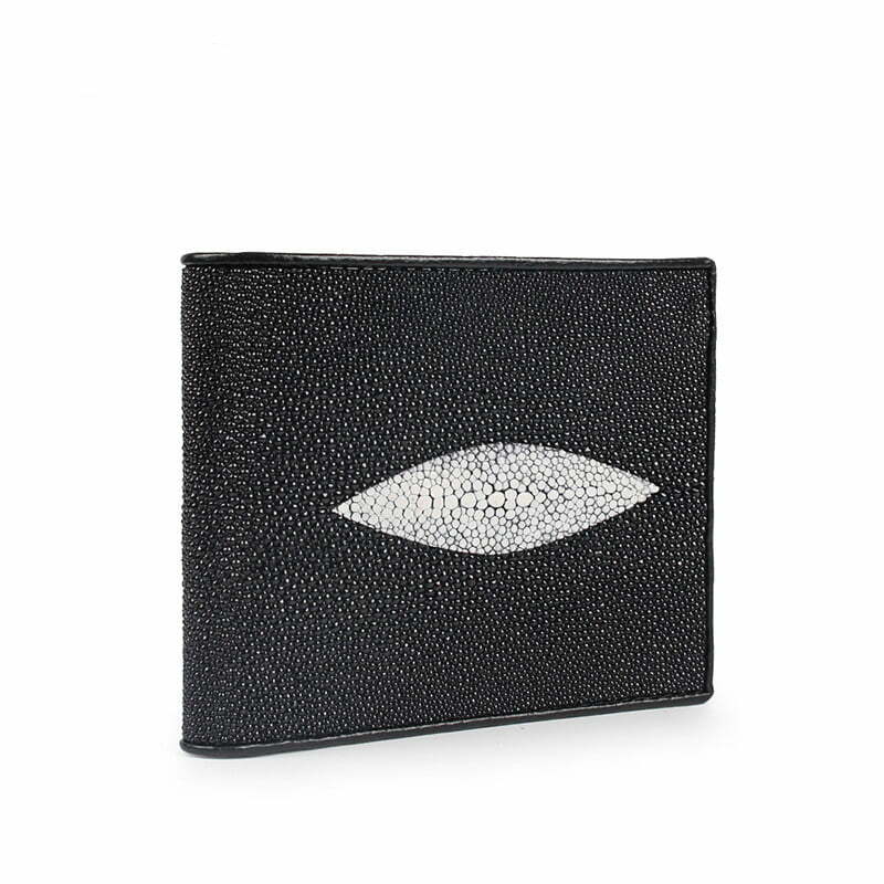 Black Long White Pearl Stingray Leather Men's Wallet