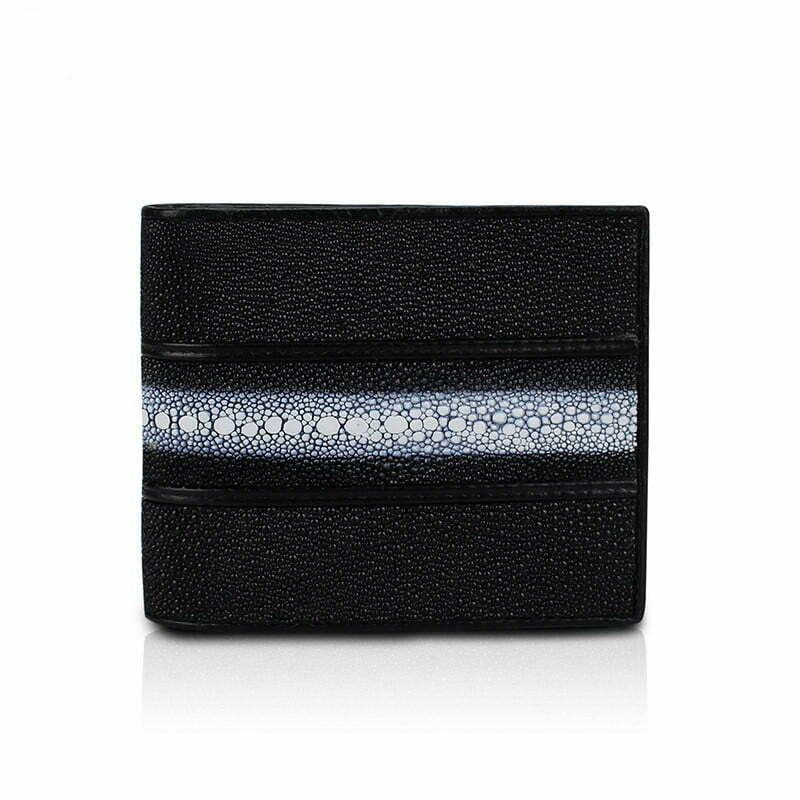 Black Long White Pearl Stingray Leather Men's Wallet