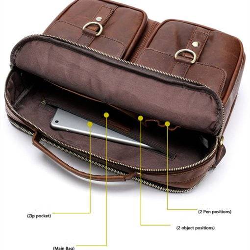 Genuine Leather Men's Shoulder Bag Crossbody Retro Messenger Bags - Image 6