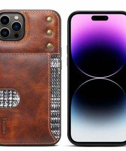 Oil Wax Genuine Leather iPhone 15 Pro Max Case with Card Holder