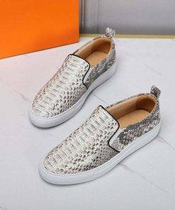 Real Snakeskin Leather Shoes Men's Casual Bean Python Slip On Loafer