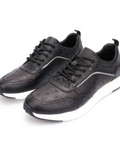 Fashion Ostrich Skin Causal Shoes Men's Genuine Leather Shoes