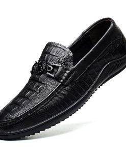 Crocodile Embossed Slip-On Loafer Genuine Leather Alligator Shoes