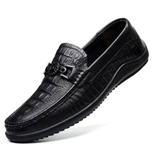 Crocodile Embossed Slip-On Loafer Genuine Leather Alligator Shoes