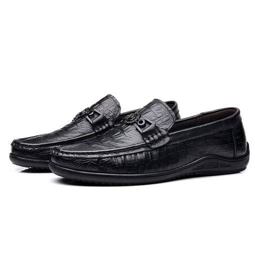 Crocodile Embossed Slip-On Loafer Genuine Leather Alligator Shoes - Image 2