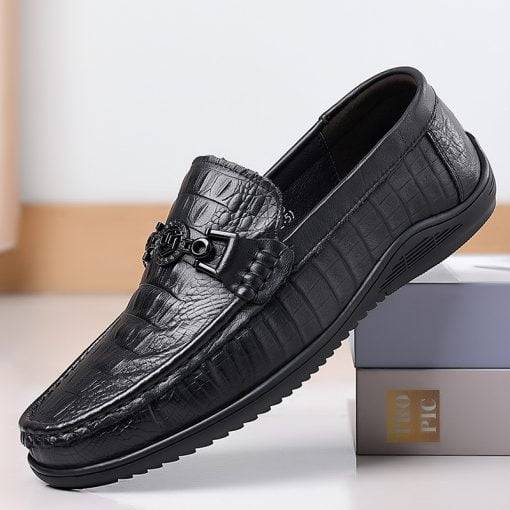 Crocodile Embossed Slip-On Loafer Genuine Leather Alligator Shoes - Image 3