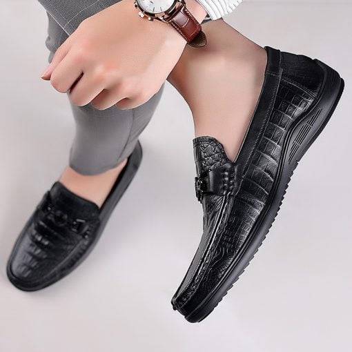 Crocodile Embossed Slip-On Loafer Genuine Leather Alligator Shoes - Image 7