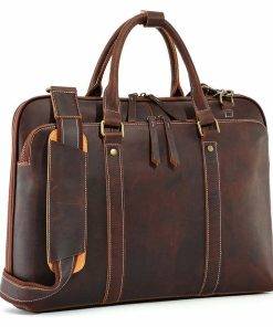 Leather Briefcase for Men 16 Inch Laptop Crossbody Shoulder Messenger Bag