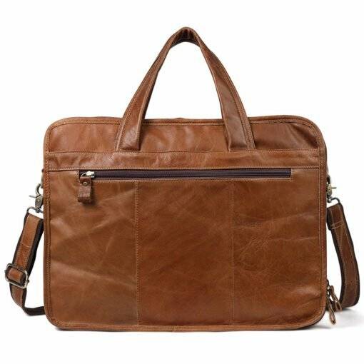 Genuine Leather Messenger 15.6 Inch Laptop Bag Business Travel Briefcase - Image 4