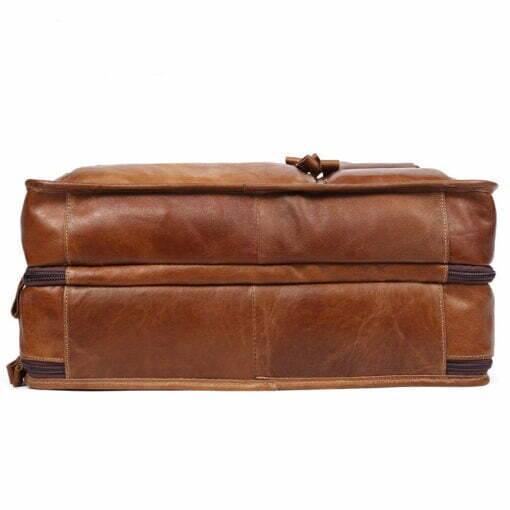Genuine Leather Messenger 15.6 Inch Laptop Bag Business Travel Briefcase - Image 5