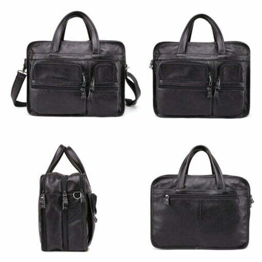 Genuine Leather Messenger 15.6 Inch Laptop Bag Business Travel Briefcase - Image 8