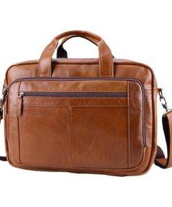 Genuine Leather 17" Laptop Bag Business Travel Briefcase for Men