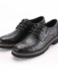 Ostrich Skin Men's Lace Up Business Dress Leather Shoes