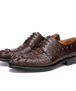 Men’s Genuine Crocodile Leather Shoes Oxford Lace up Dress Shoes