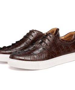 Men's Crocodile Leather Causal Shoes Fashion Sneakers Walking Shoes