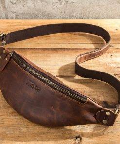 Genuine Leather Fanny Pack Men Waist Bag Crossbody Bag Travel Purse