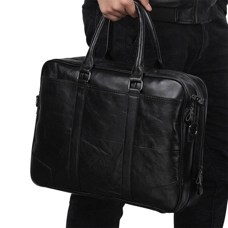 Leather Laptop Bag, Real Genuine Full-Grain Briefcase