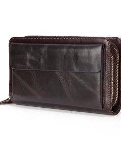 Men Genuine Leather Clutch Wallet Fashion Male Long Business Purse
