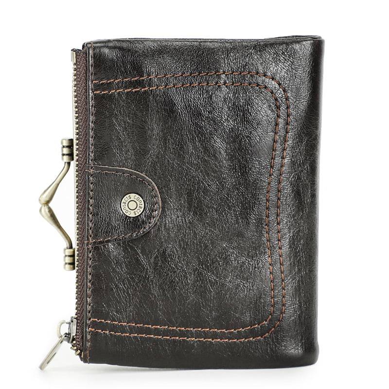 Kiss Lock Leather Coin Wallet-Assorted Colors Black