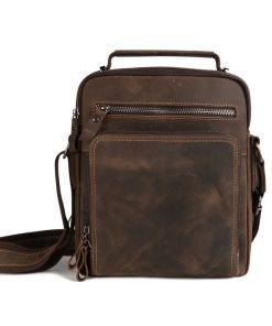 Men Leather Messenger Bag Man Crossbody Bags Work Business Daypack